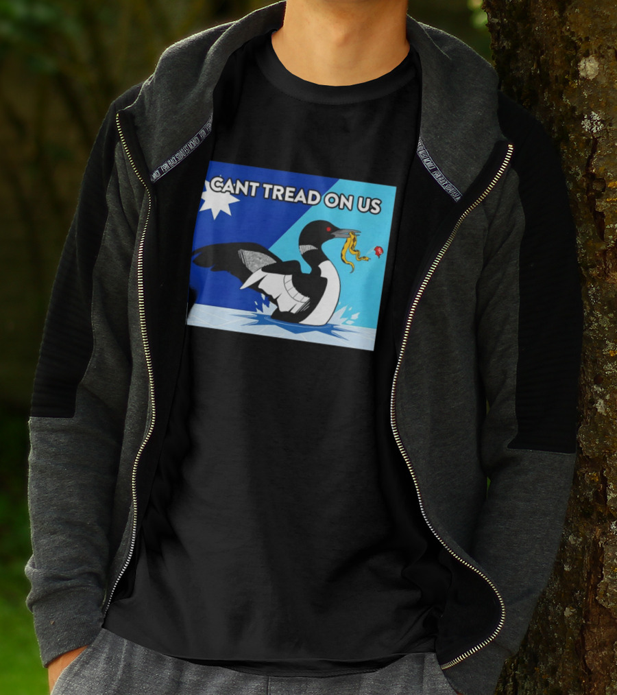 Can't Tread On Us Minnesota Loon Yellow Snake Black Bird Blue T-Shirt