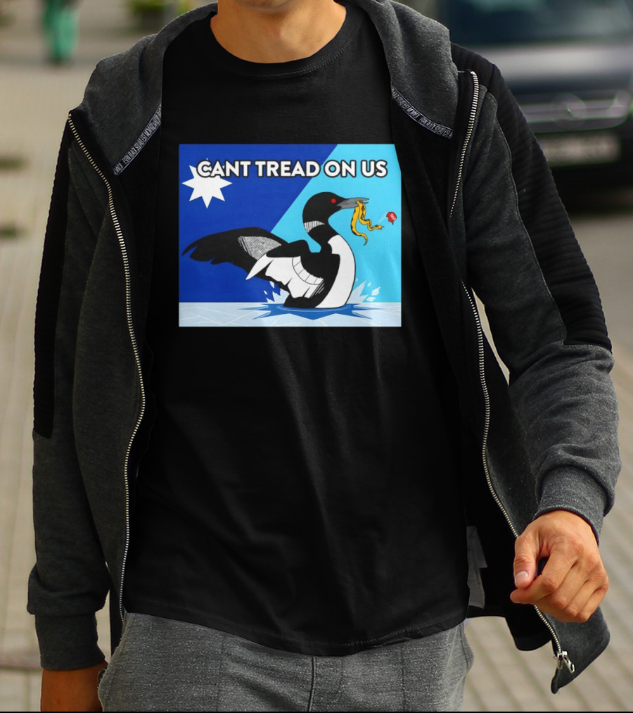 Can't Tread On Us Minnesota Loon Yellow Snake Black Bird Blue T-Shirt