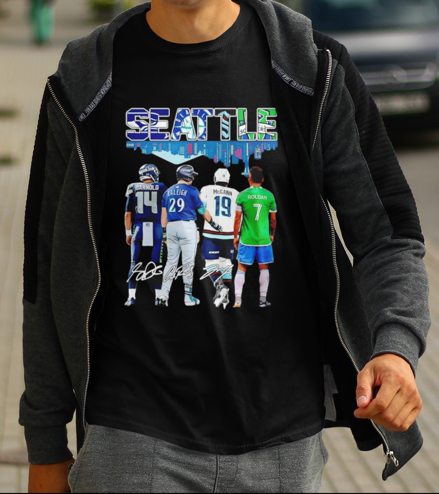Seattle Sam Darnold Cal Raleigh Jared McCann Cristian Roldan Skyline T-Shirt
