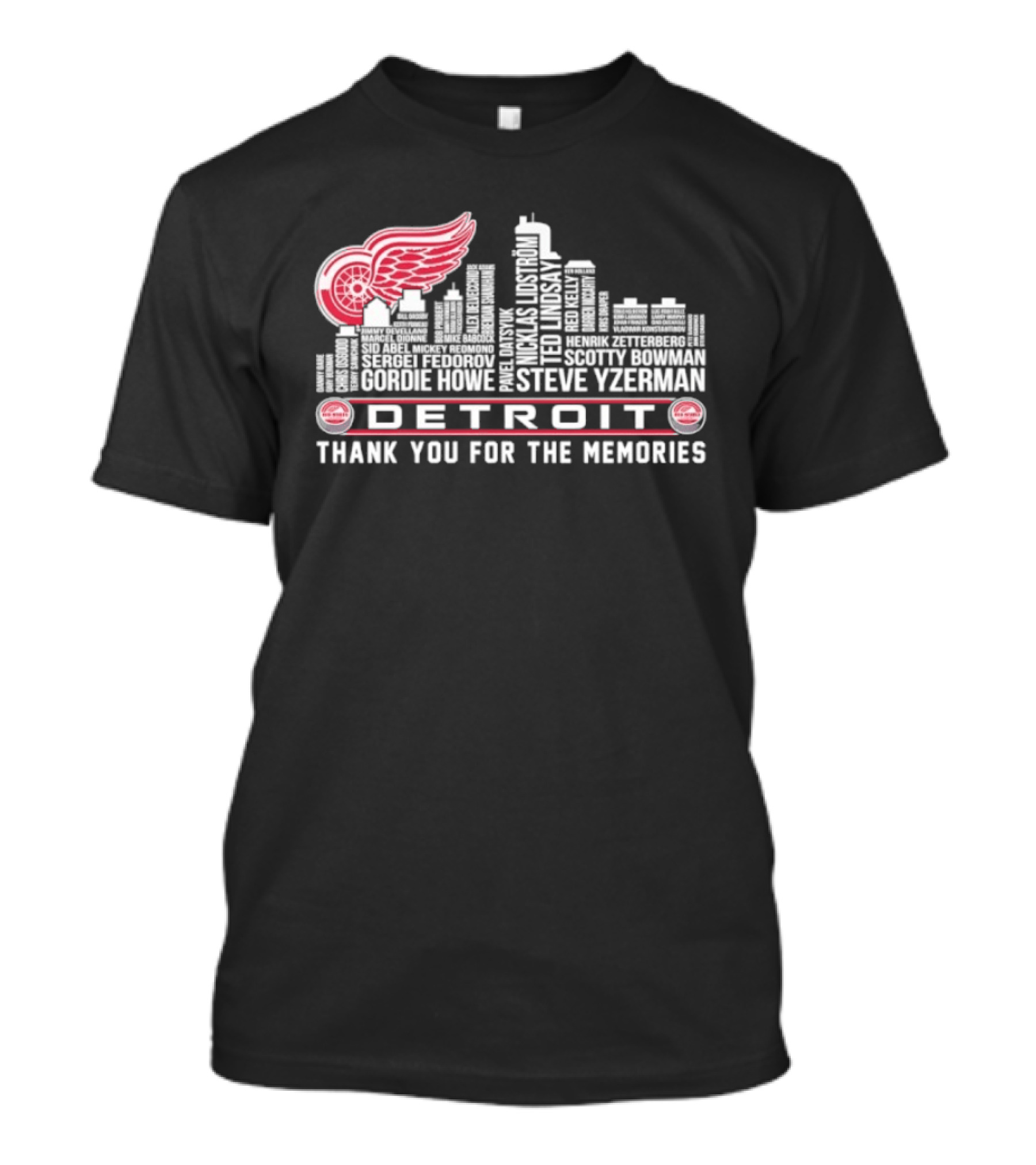 Detroit Red Wings City Skyline Steve Yzerman Thank You For The Memories T-Shirt