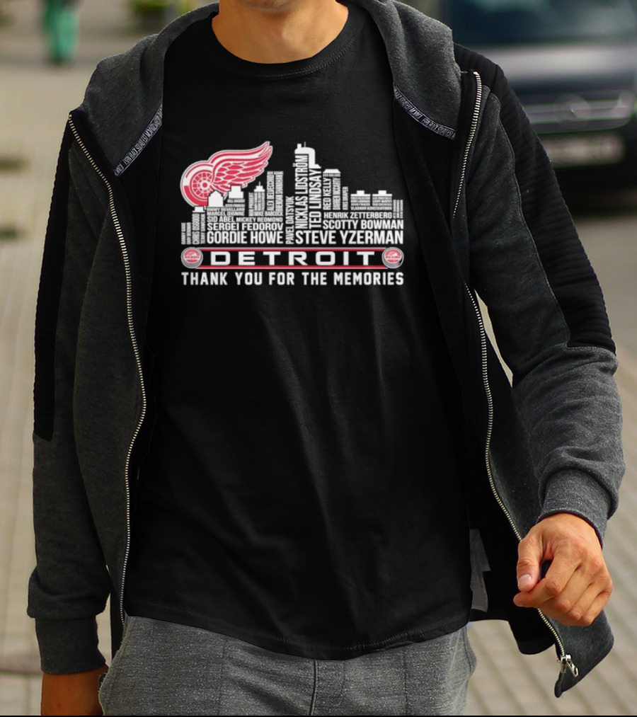 Detroit Red Wings City Skyline Steve Yzerman Thank You For The Memories T-Shirt