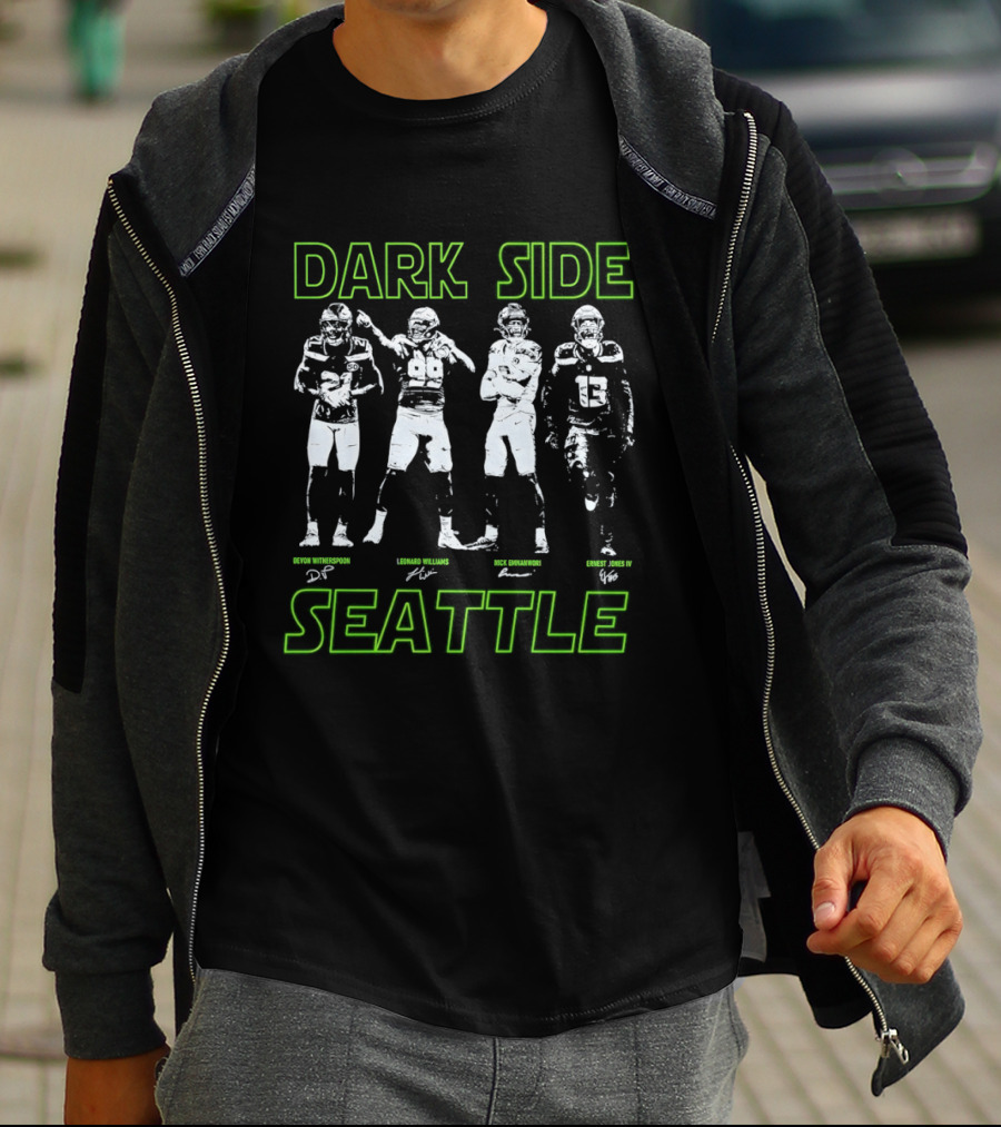 Seattle Seahawks 2026 Dark Side Defense Devon Witherspoon Leonard Williams Nick Emnanwori Ernest Jones IV T-Shirt