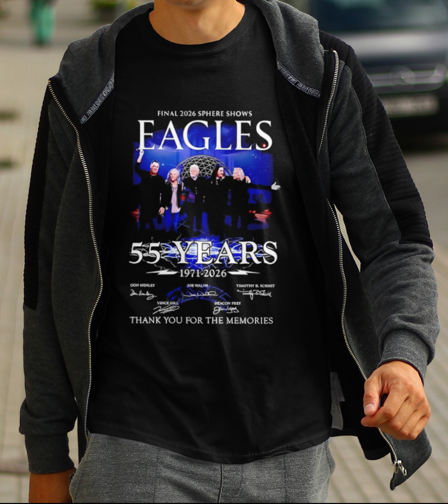 Eagles Final 2026 Sphere Shows 55 Years 1971 2026 Thank You For The Memories Signatures T-Shirt