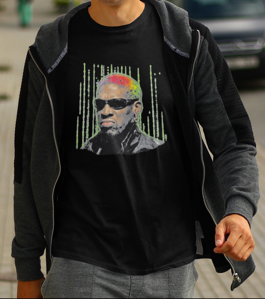 Dennis Rodman Vibe Colorful Hair Sunglasses T-Shirt