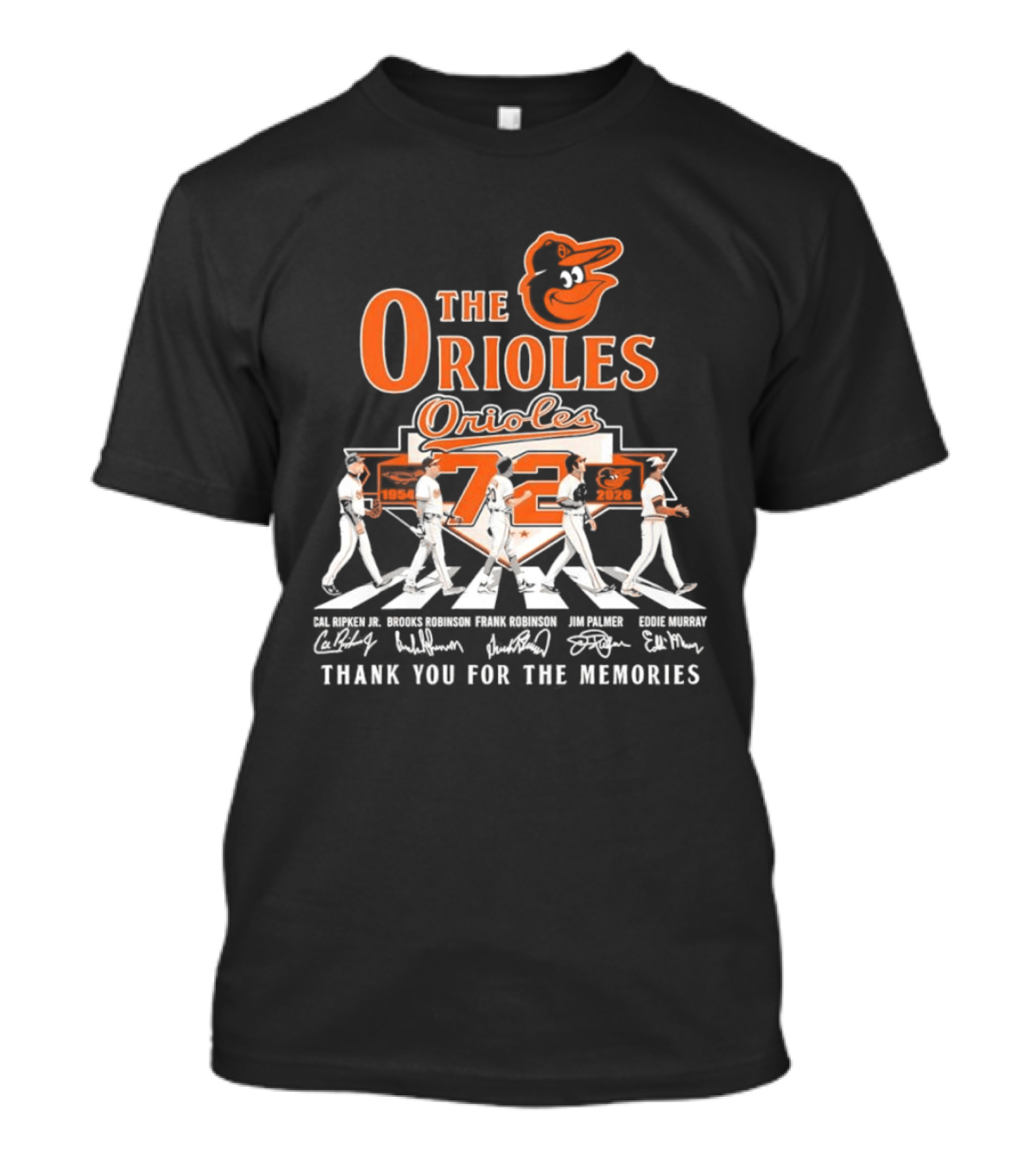 The Orioles 72 Abbey Road Ripken Robinson Murray Palmer Thank You For The Memories T-Shirt