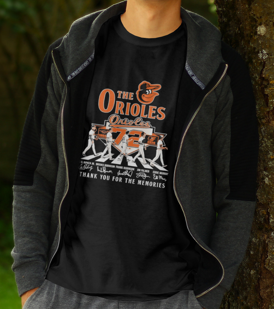 The Orioles 72 Abbey Road Ripken Robinson Murray Palmer Thank You For The Memories T-Shirt