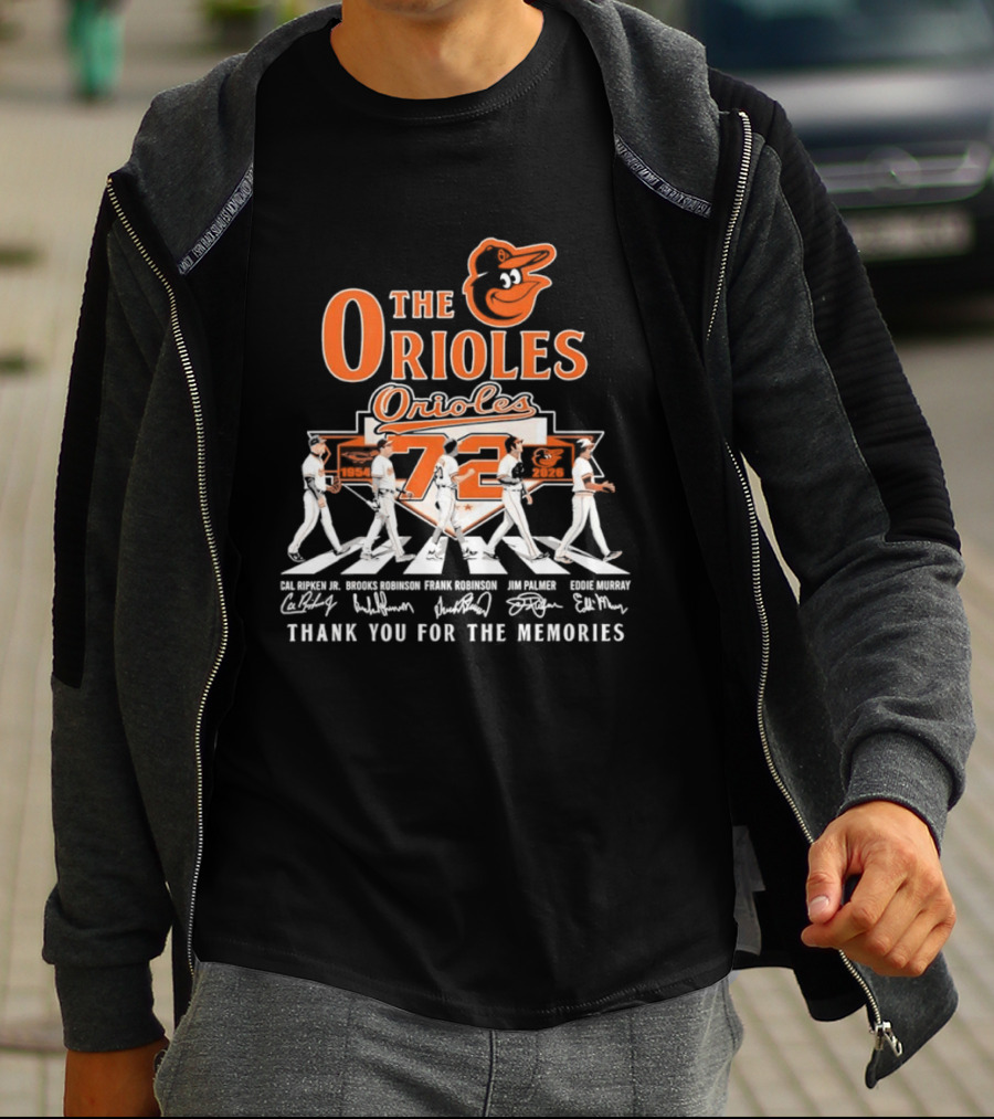 The Orioles 72 Abbey Road Ripken Robinson Murray Palmer Thank You For The Memories T-Shirt