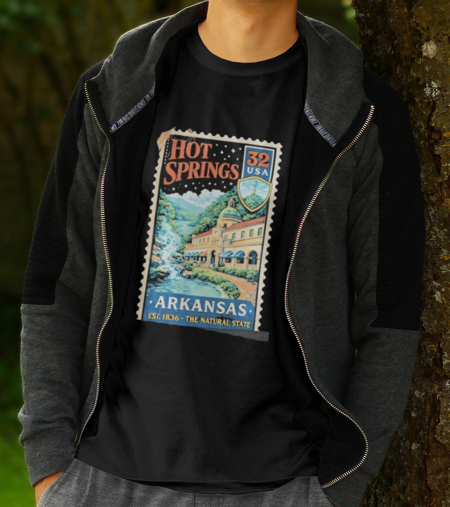 Hot Springs 32 USA Arkansas Established 1836 The Natural State Vintage Stamp T-Shirt