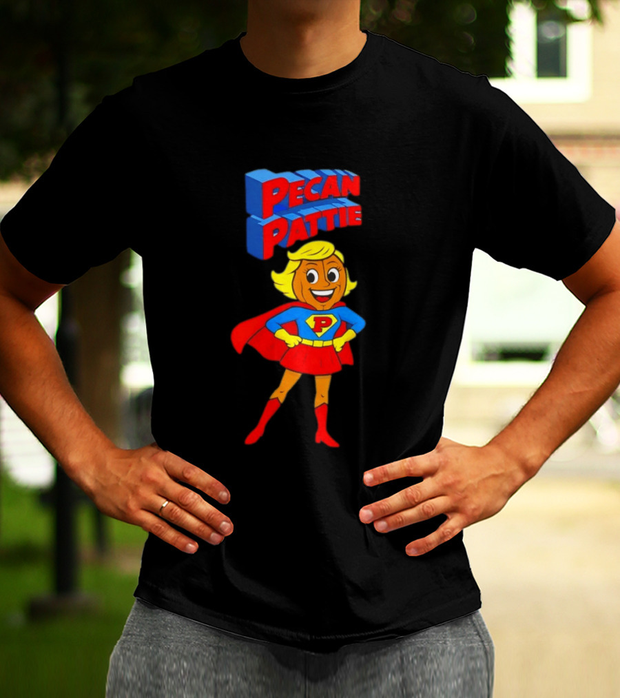 Pecan Pattie Superhero Character Red Blue Outfit T-Shirt