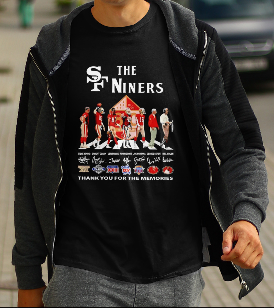 The Niners San Francisco 49ers Legends Thank You For The Memories Icons And Championships T-Shirt