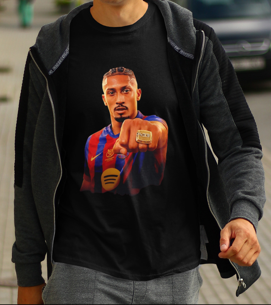 Raphinha Barcelona Brazil Player Ring La Liga Collage T-Shirt