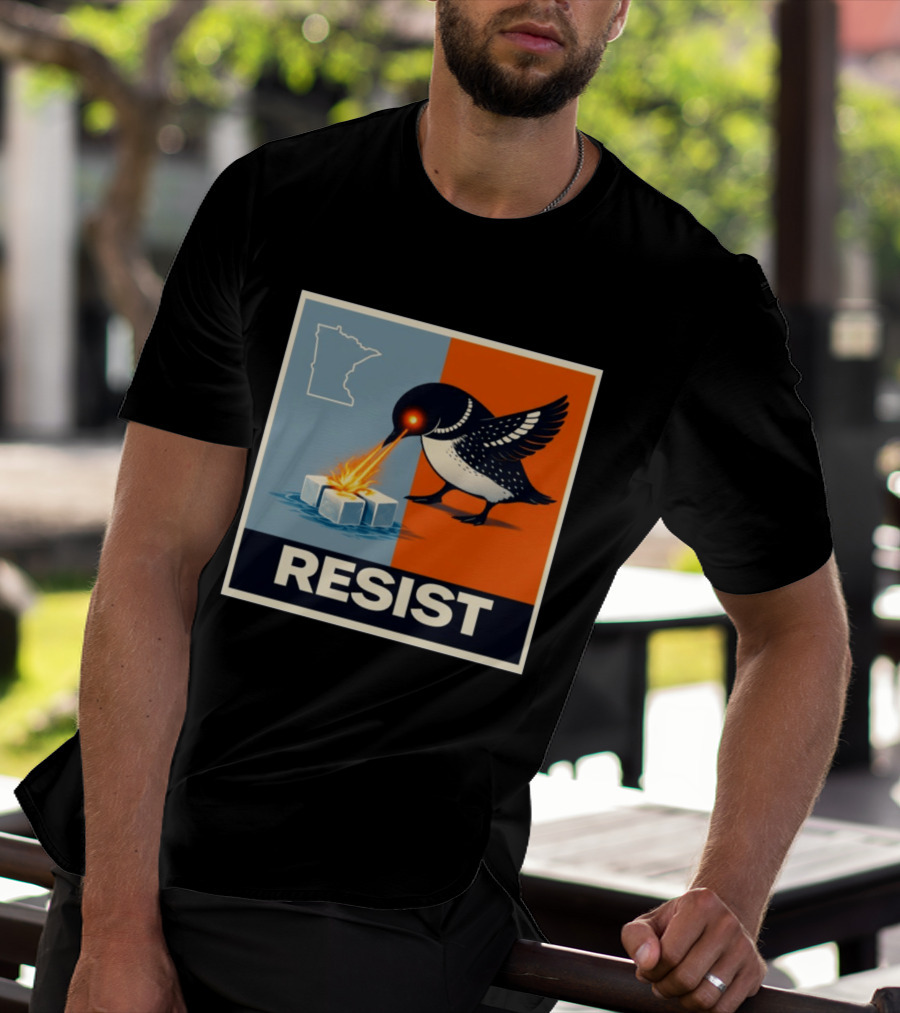 Rebel Minneapolis Ice Protest Resist With Loon Laser Bird And Minnesota Map T-Shirt