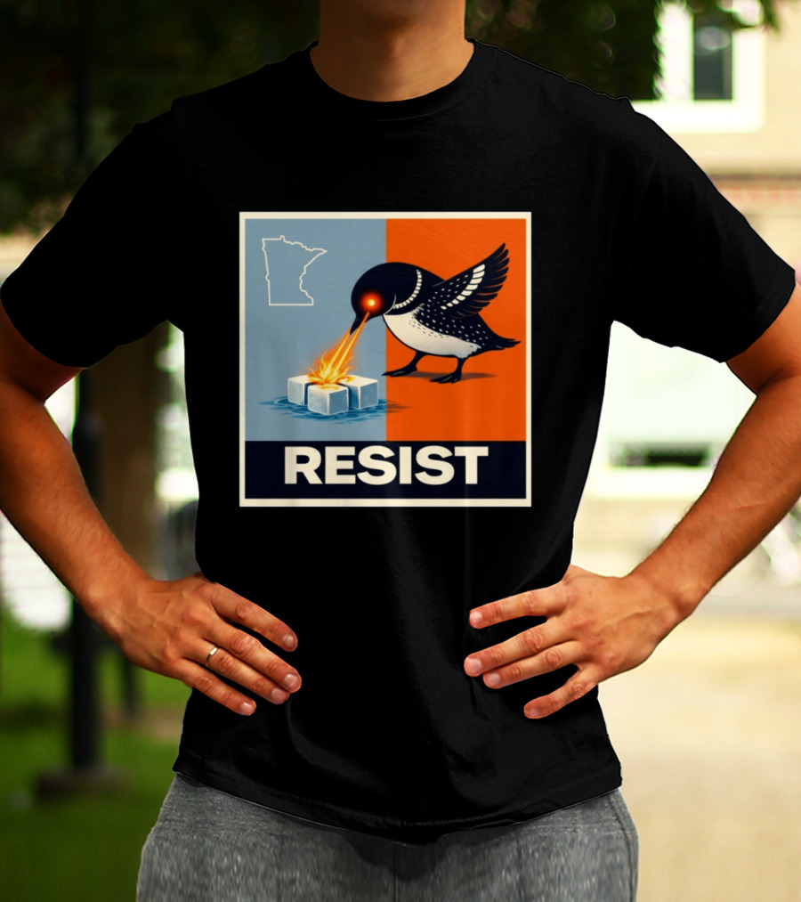 Rebel Minneapolis Ice Protest Resist With Loon Laser Bird And Minnesota Map T-Shirt
