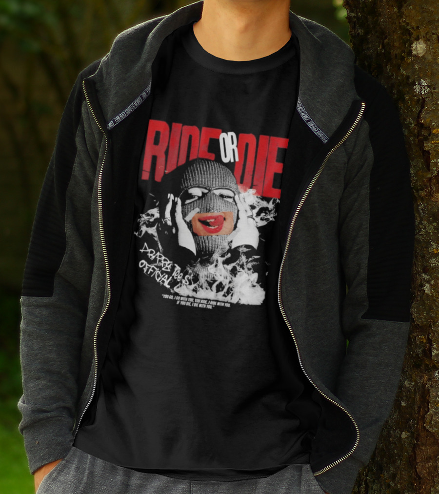 Ride Or Die Joker Grunge Typography And Distorted Joker Face T-Shirt