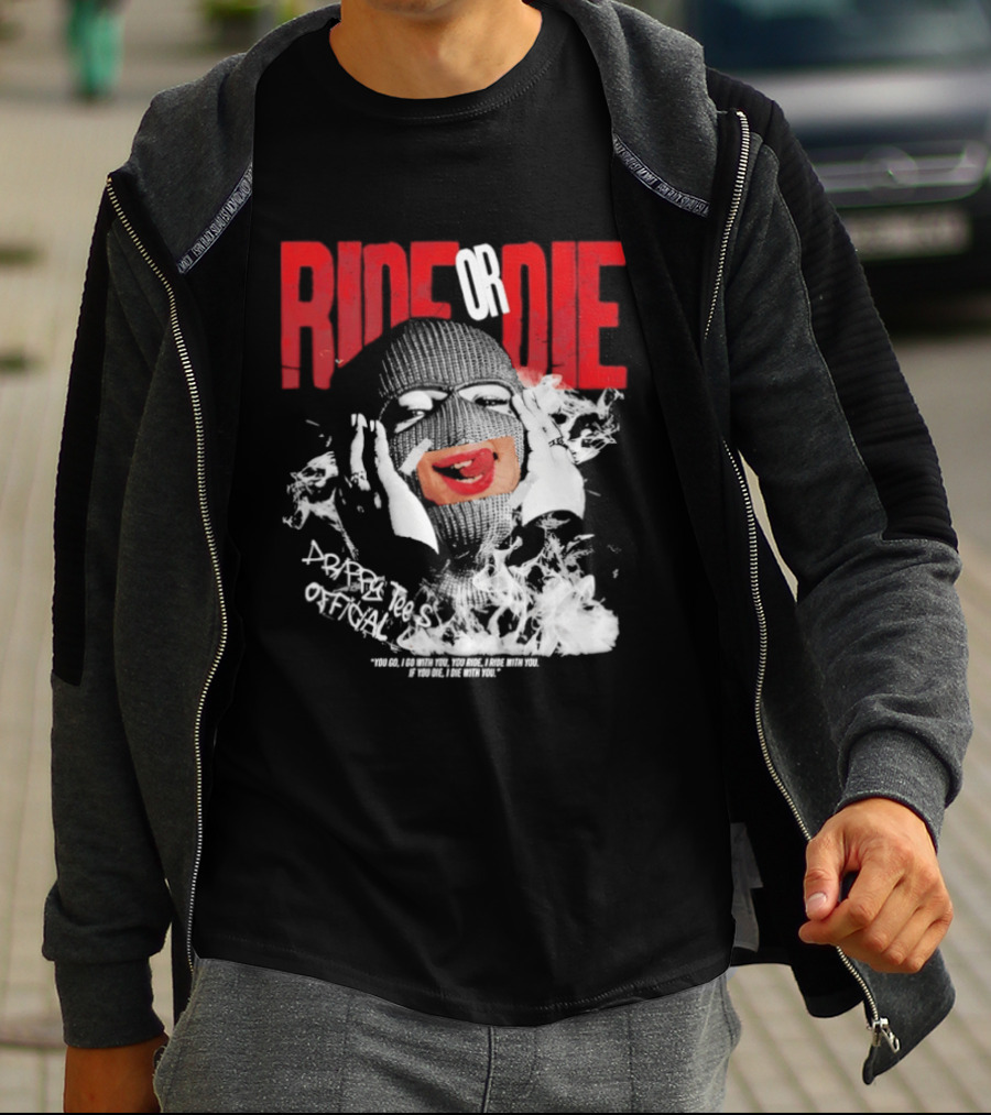 Ride Or Die Joker Grunge Typography And Distorted Joker Face T-Shirt