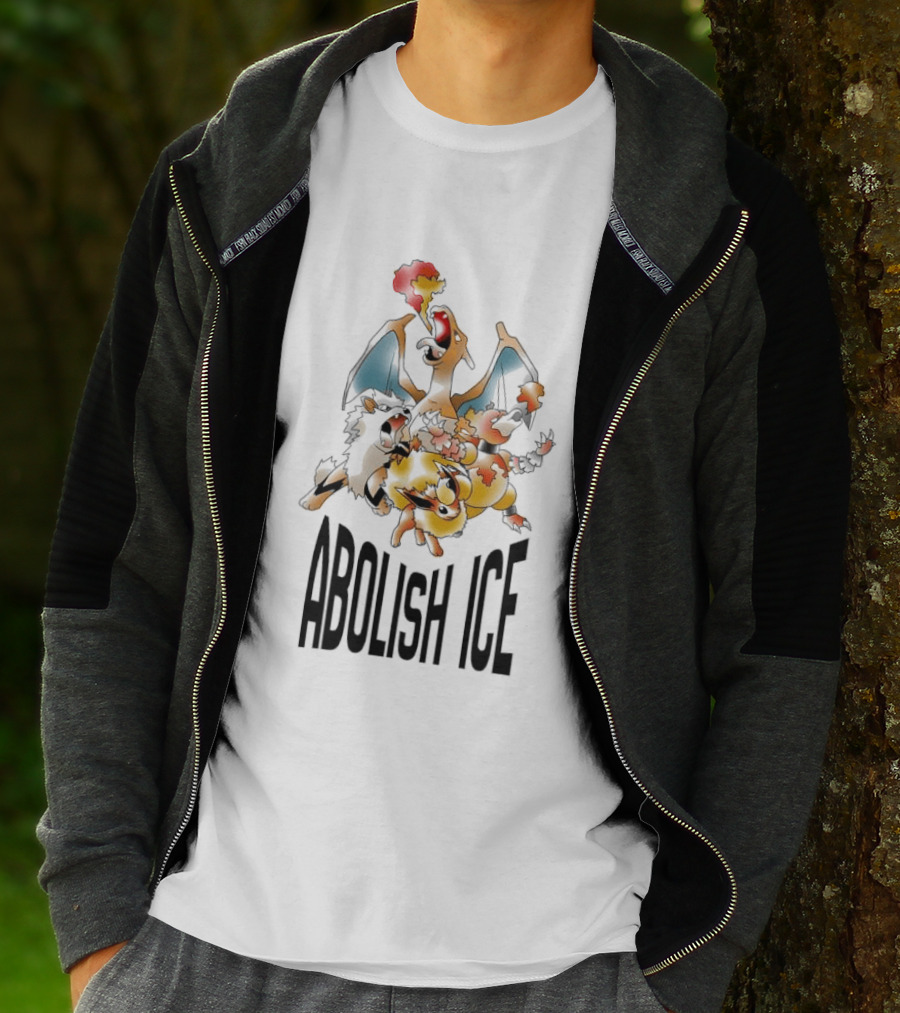 Abolish ICE Pokémon Characters Charizard Blastoise Pikachu Protest T-Shirt