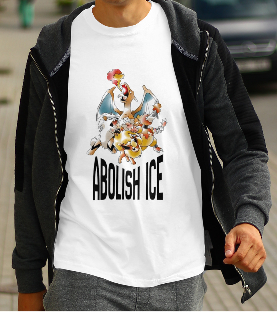 Abolish ICE Pokémon Characters Charizard Blastoise Pikachu Protest T-Shirt