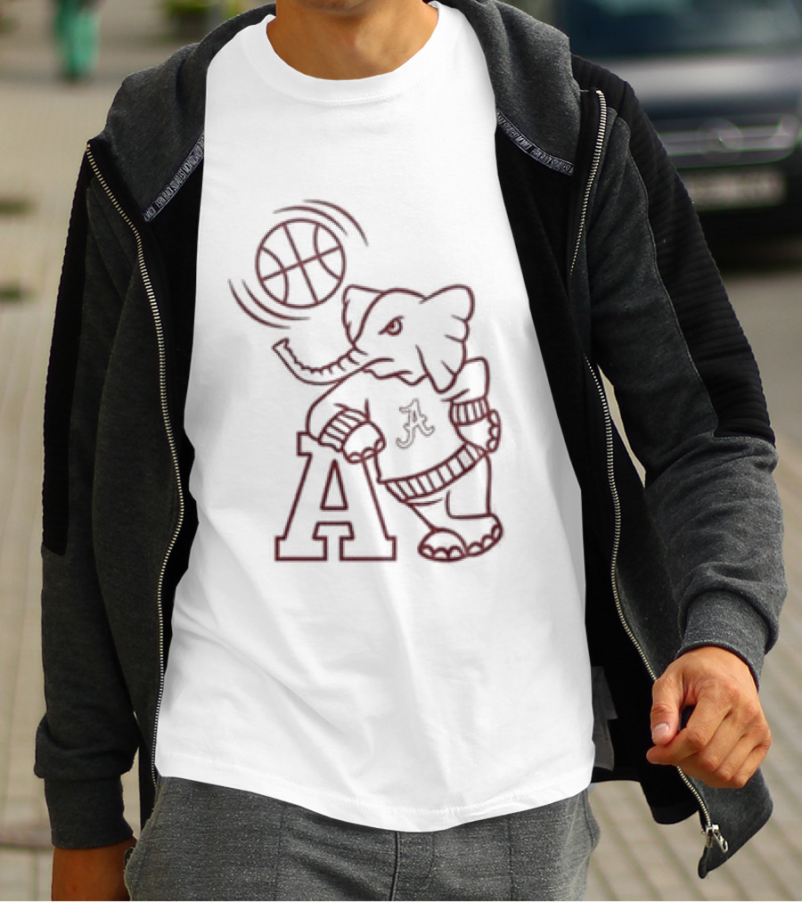 Alabama Crimson Tide Big Al Basketball White Out 2026 Game Night T-Shirt