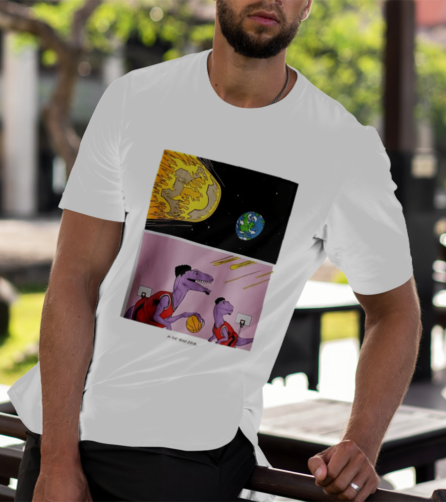 Bron Sends Him A LeBronto Dinosaur Meteor Basketball Earth Raptors T-Shirt