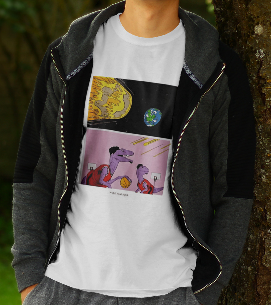 Bron Sends Him A LeBronto Dinosaur Meteor Basketball Earth Raptors T-Shirt