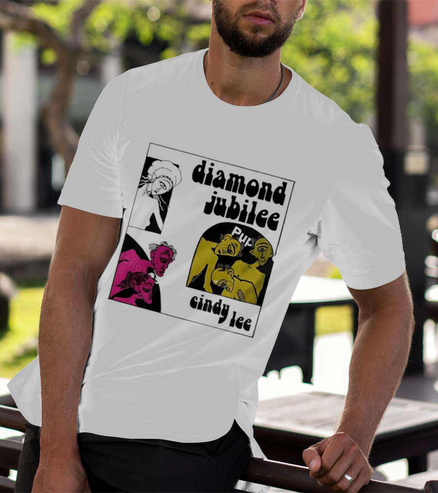 Diamond Jubilee Music Album Cindy Lee Illustrated Faces T-Shirt
