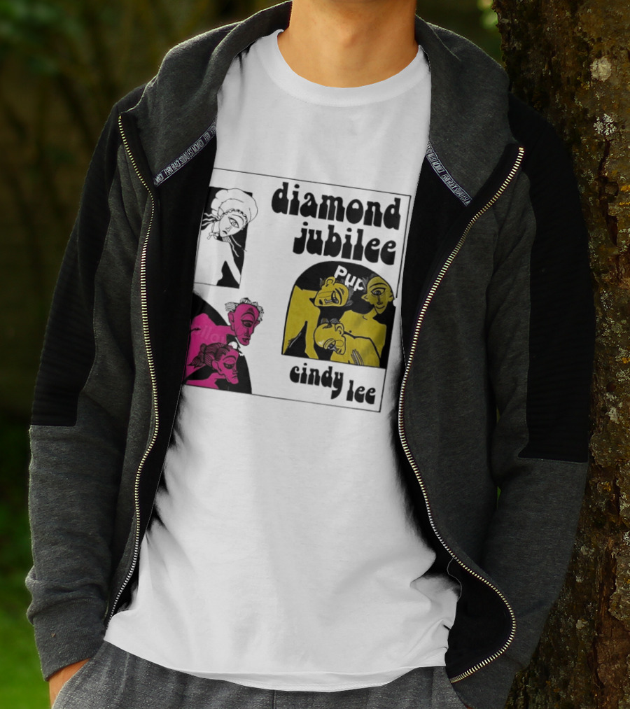 Diamond Jubilee Music Album Cindy Lee Illustrated Faces T-Shirt