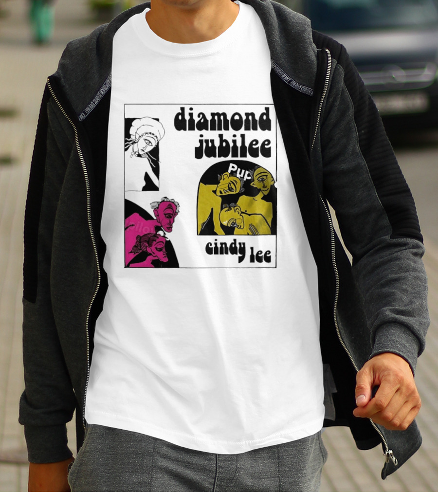 Diamond Jubilee Music Album Cindy Lee Illustrated Faces T-Shirt