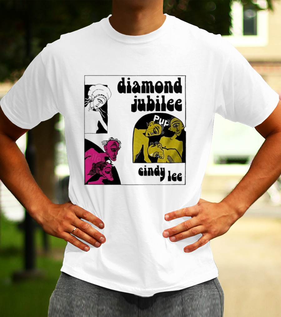 Diamond Jubilee Music Album Cindy Lee Illustrated Faces T-Shirt