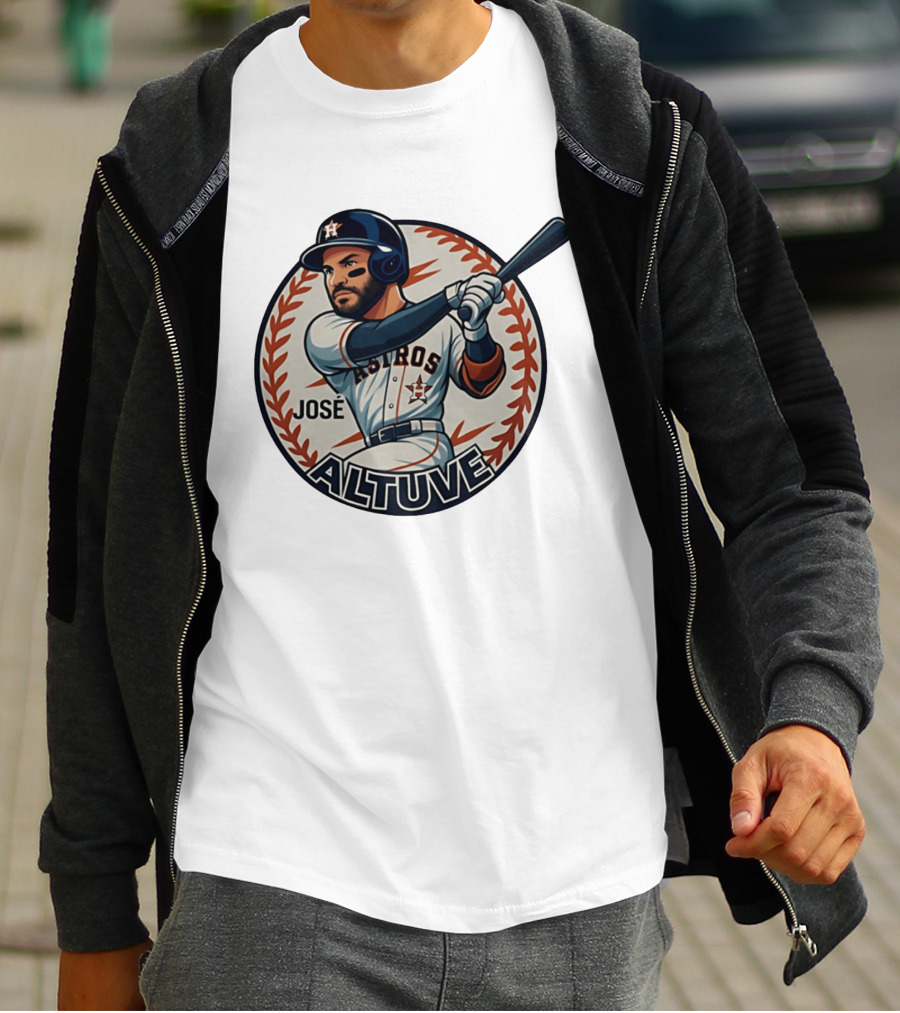 Houston Astros José Altuve Baseball Caricature T-Shirt