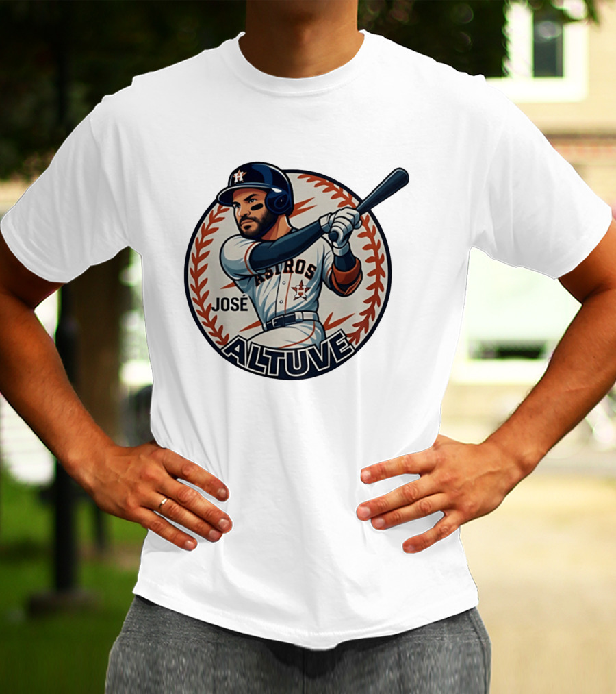 Houston Astros José Altuve Baseball Caricature T-Shirt