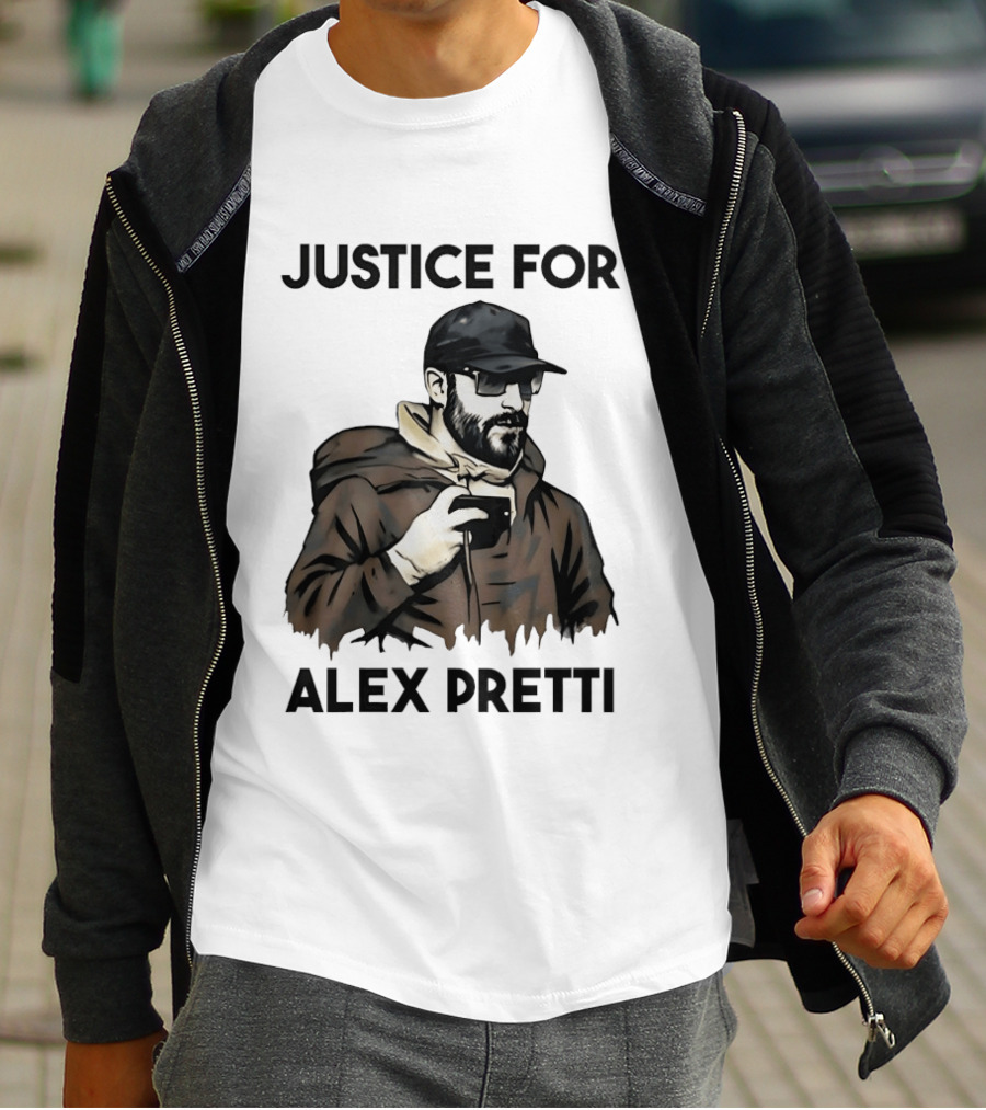 Justice For Alex Pretti Black Cap And Coffee Cup T-Shirt