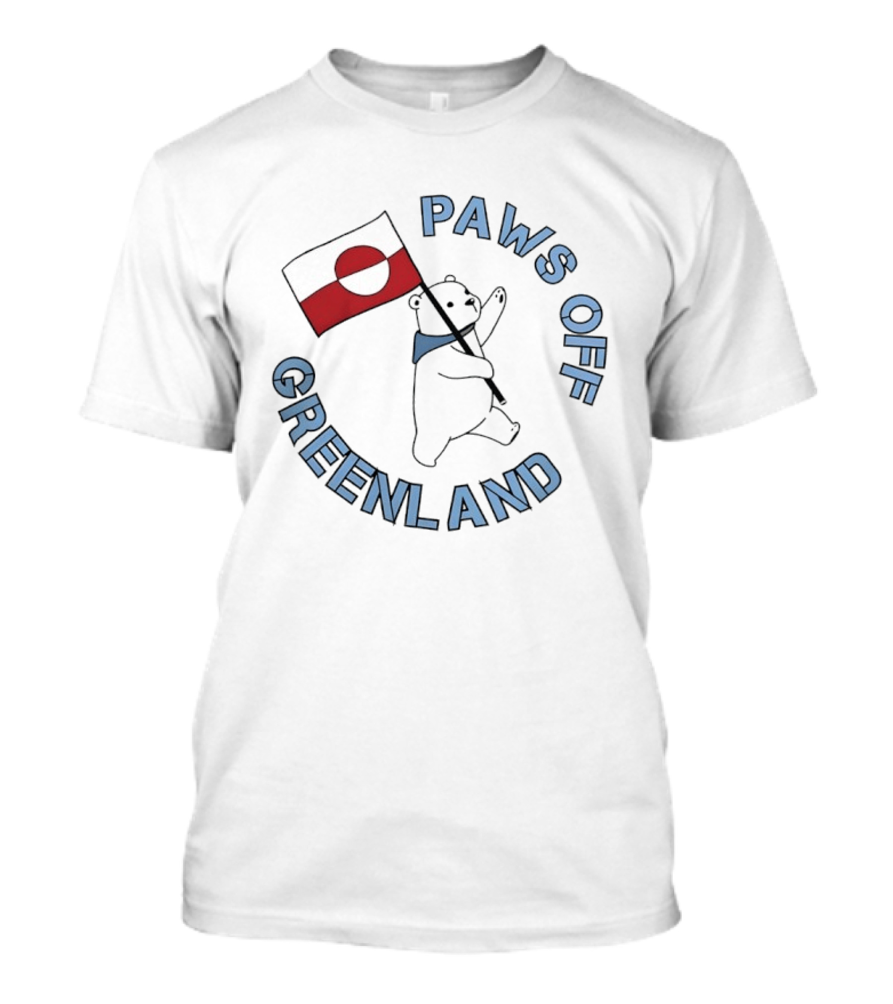 Paws Off Greenland Polar Bear Holding Flag T-Shirt