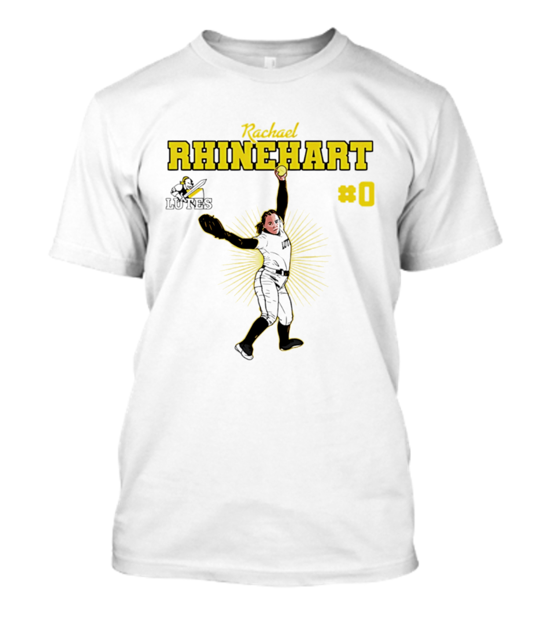 Rachael Rhinehart PLU Lutes Softball #0 Caricature T-Shirt