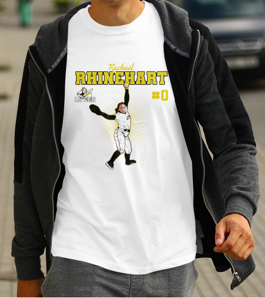 Rachael Rhinehart PLU Lutes Softball #0 Caricature T-Shirt