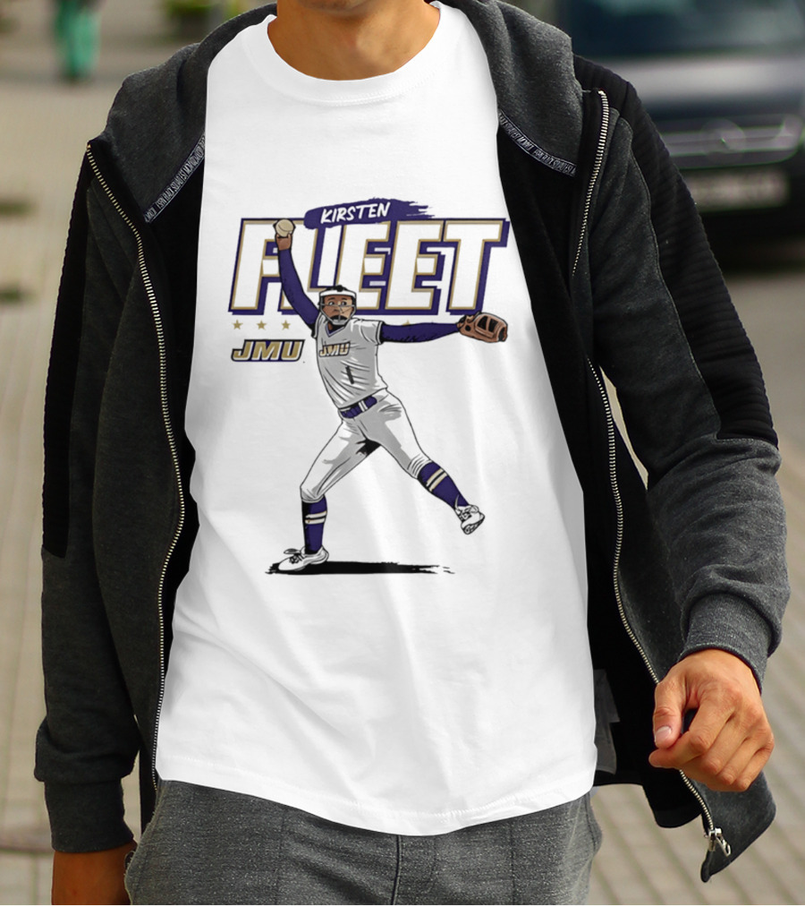 Kirsten Fleet JMU Softball NCAA Player Caricature T-Shirt