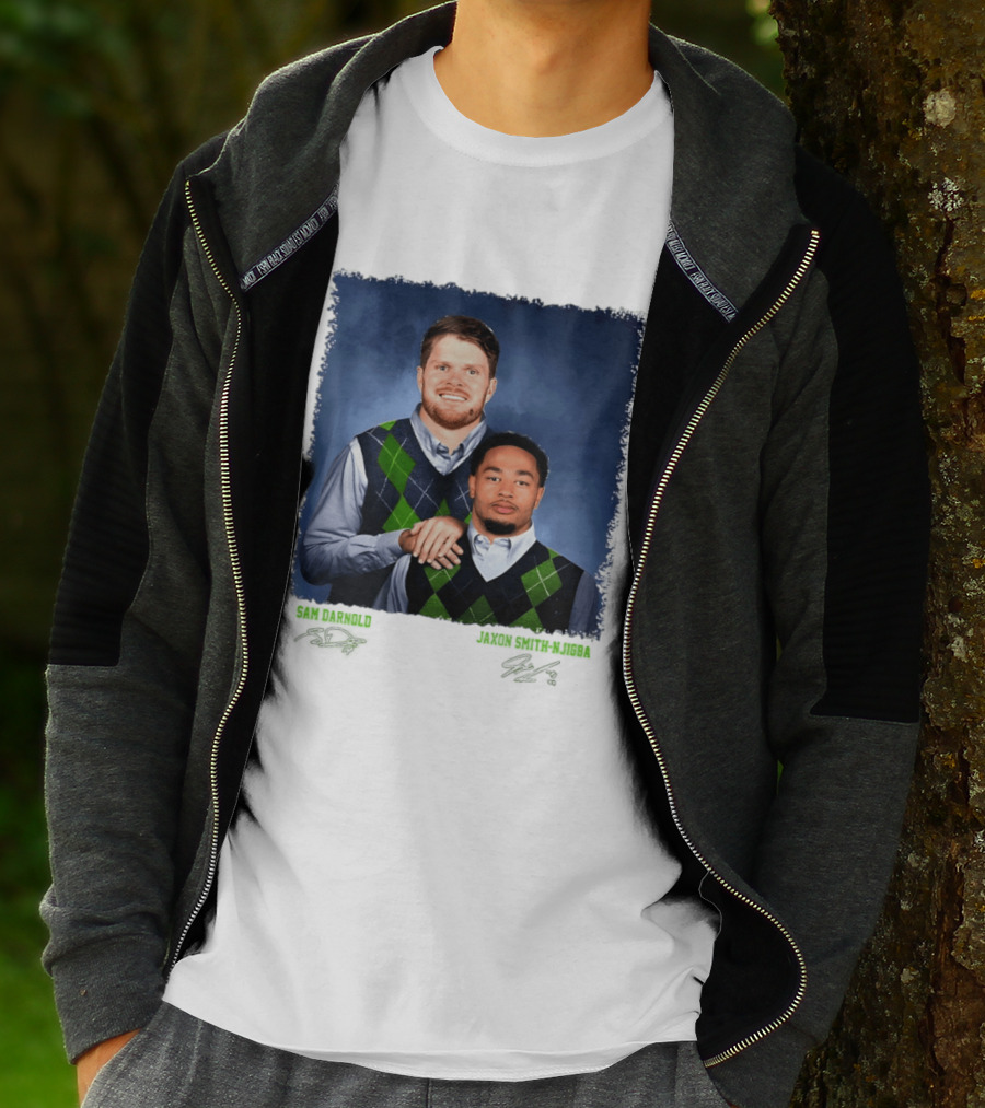 Sam Darnold Jaxon Smith Njigba Seattle Seahawks Step Brothers Football T-Shirt