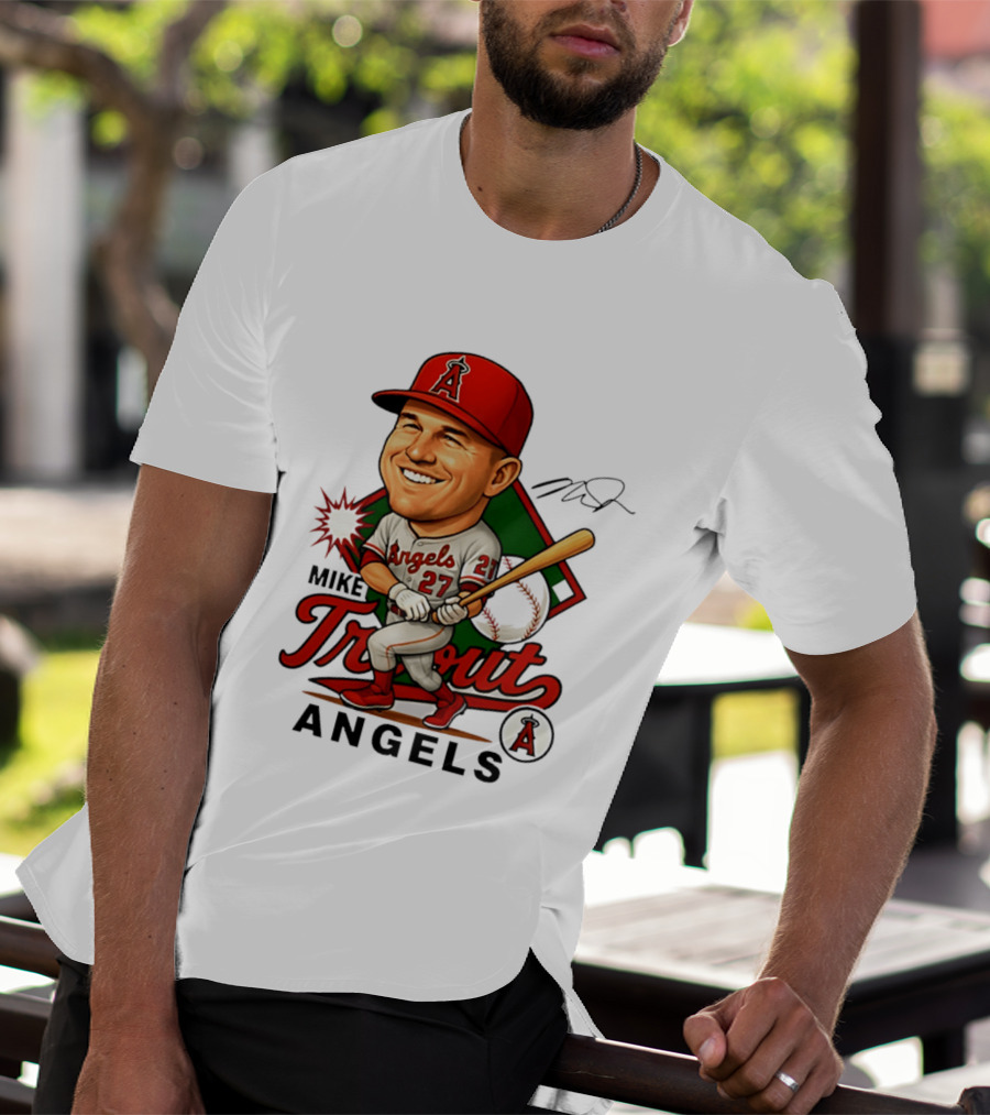 Mike Trout Angels Baseball Caricature Los Angeles Legend T-Shirt