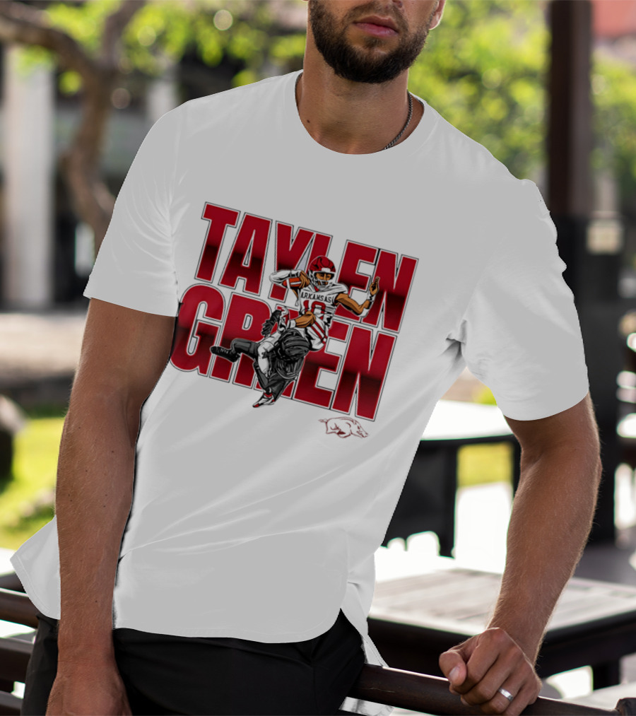 Taylen Green Arkansas Football NCAA Razorbacks Caricature T-Shirt