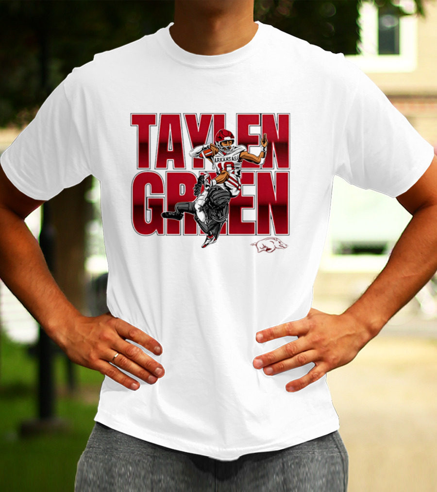 Taylen Green Arkansas Football NCAA Razorbacks Caricature T-Shirt