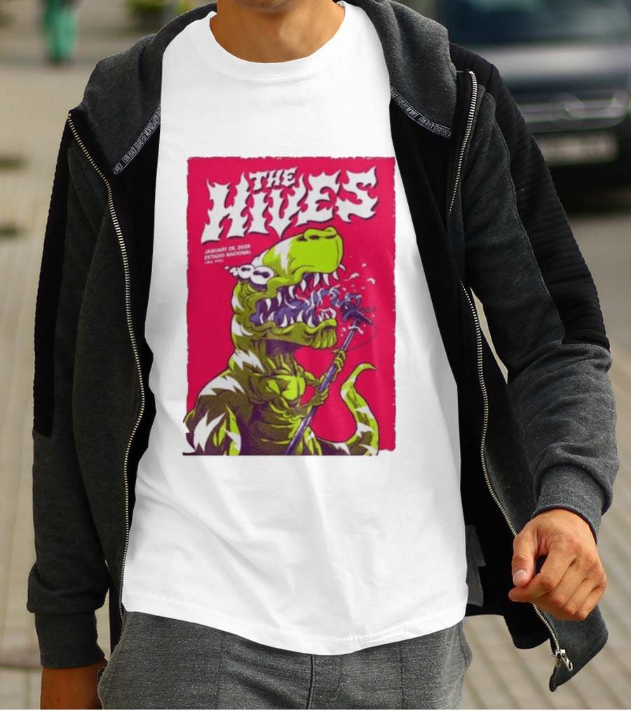 The Hives Live In Lima Peru January 25 2026 Estadio Nacional Dinosaur T-Shirt