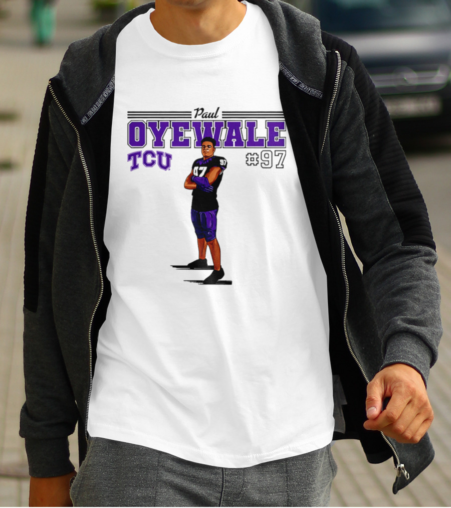 Paul Oyewale TCU Football NCAA #97 Caricature T-Shirt