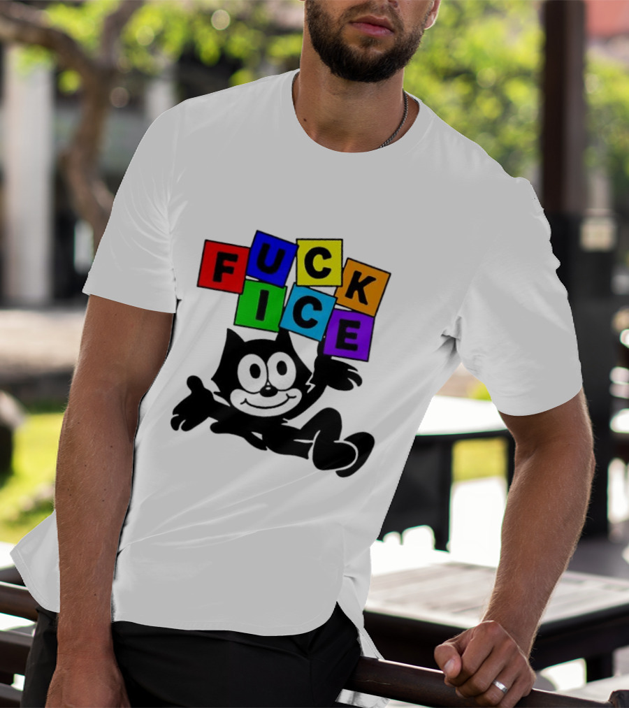 Felix The Cat Fuck ICE Colorful Blocks T-Shirt