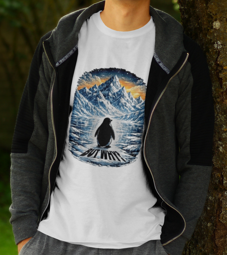 Viral Nihilist Penguin But Why Mountain Reflection T-Shirt