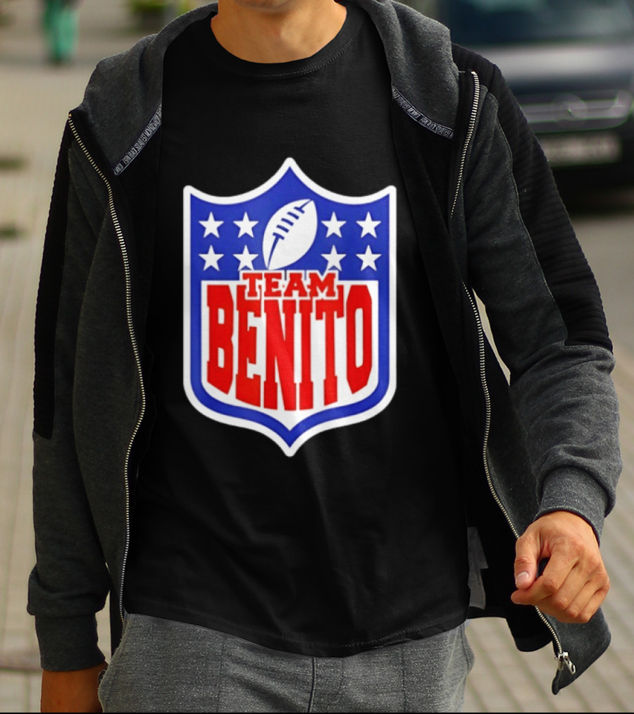Team Benito Football Shield Stars Personalized Name T-Shirt