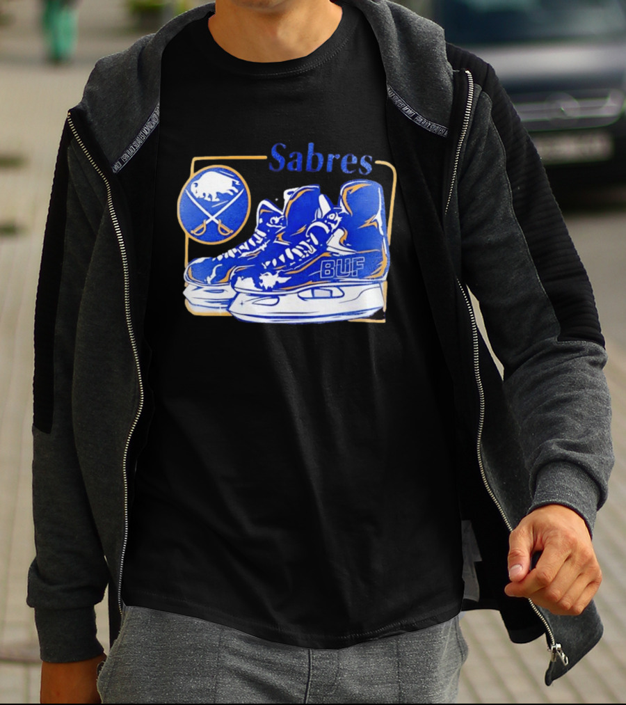 Sabres BUF Skates With Buffalo And Crossed Sabers T-Shirt
