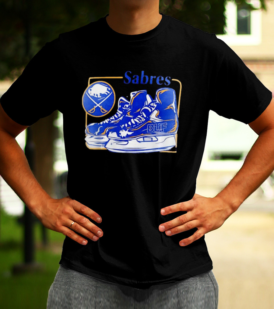 Sabres BUF Skates With Buffalo And Crossed Sabers T-Shirt
