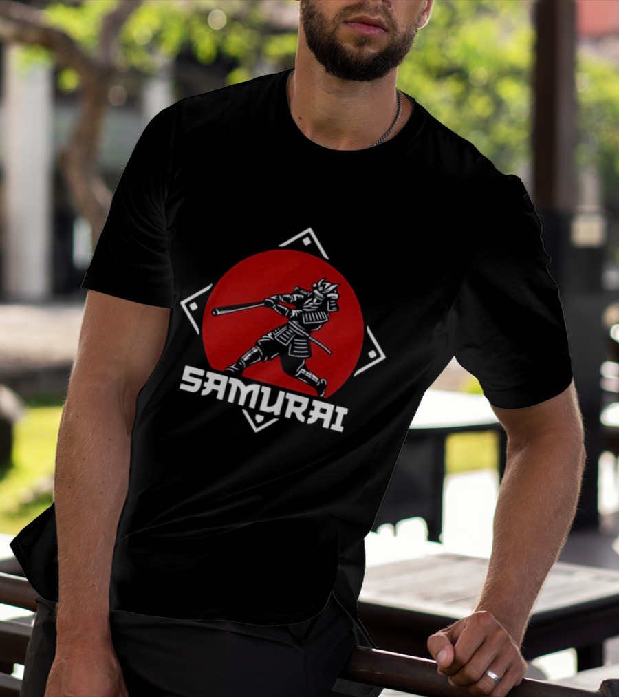 Samurai Hitter Baseball Red Circle Katana T-Shirt