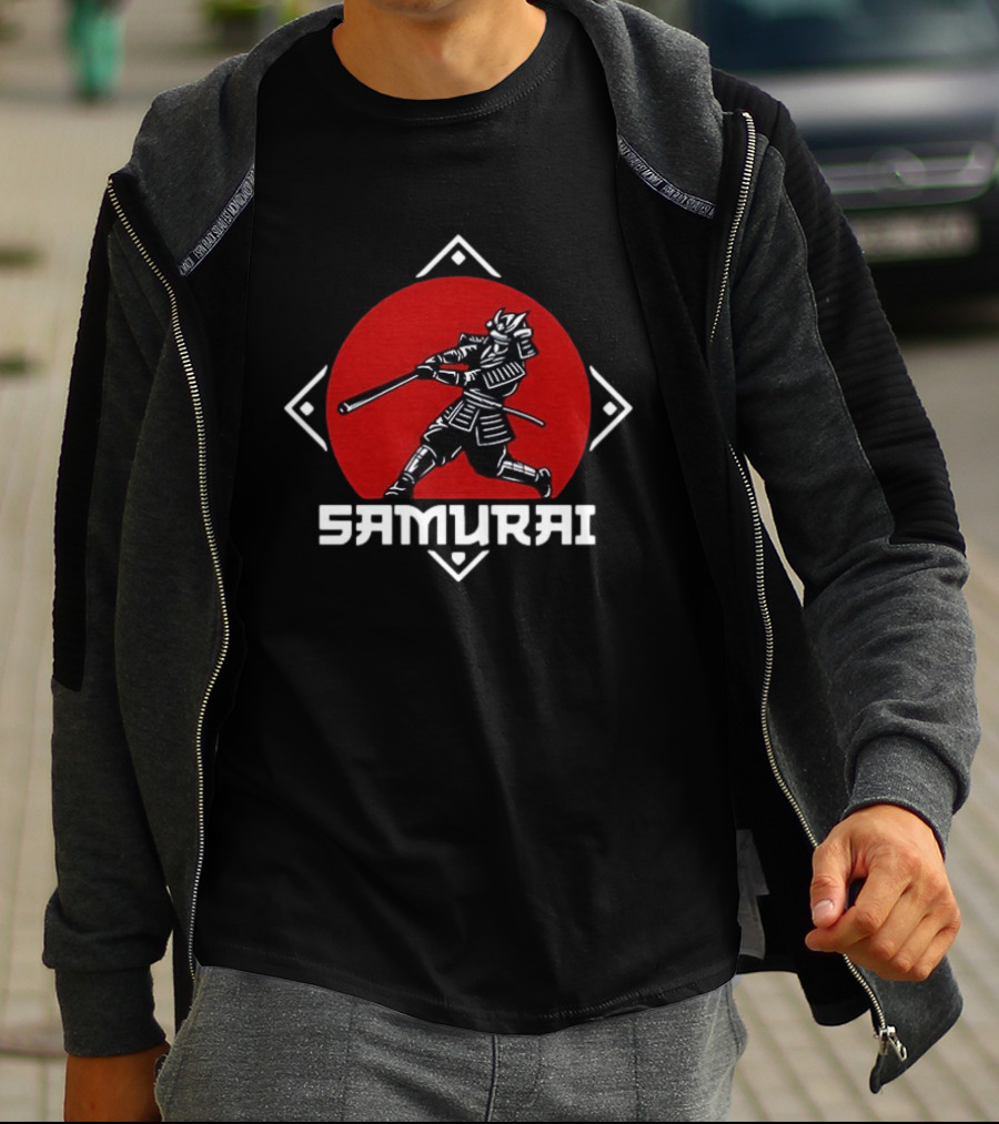 Samurai Hitter Baseball Red Circle Katana T-Shirt