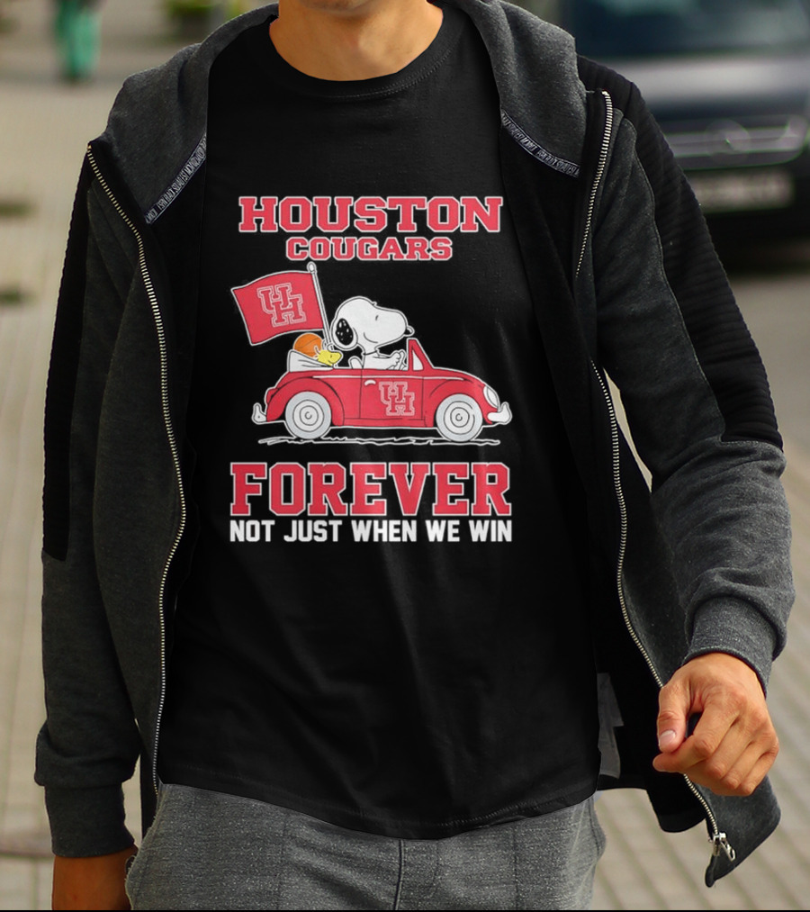 Houston Cougars Snoopy Woodstock Driving UH Car Forever Not Just When We Win T-Shirt
