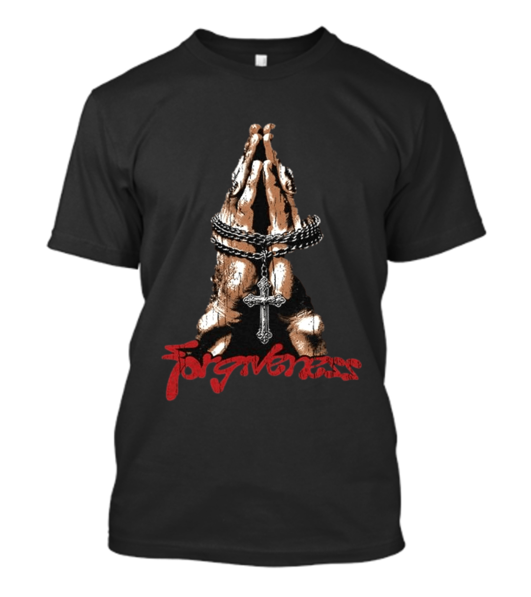 Forgiveness Praying Hands Crucifix Necklace T-Shirt